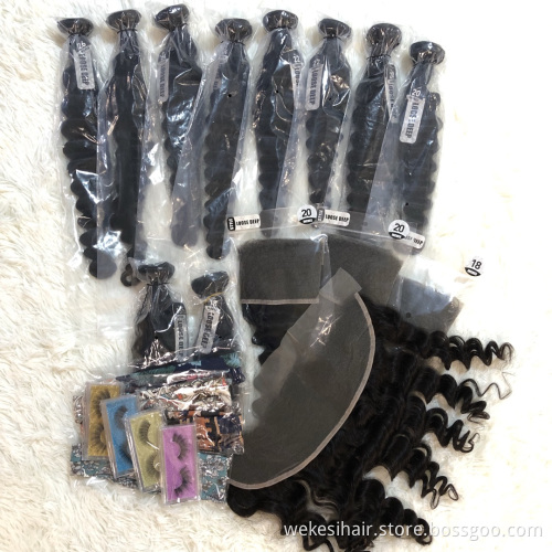 Free Shipping 10 Bundels Bulk Virgin Hair With Frontal, Unprocessed Raw Hair Extensions, Wholesale Bundle Hair Vendors